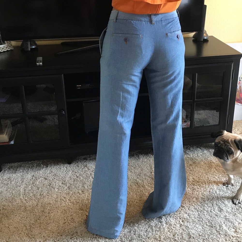 Theory brand light denim bell bottom pants